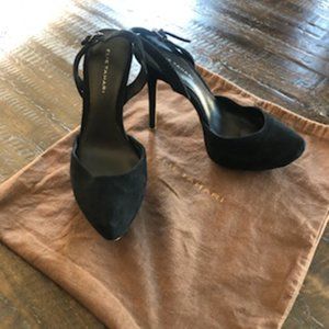 Elie Tahari Paris Blk Suede Leather Slingback
